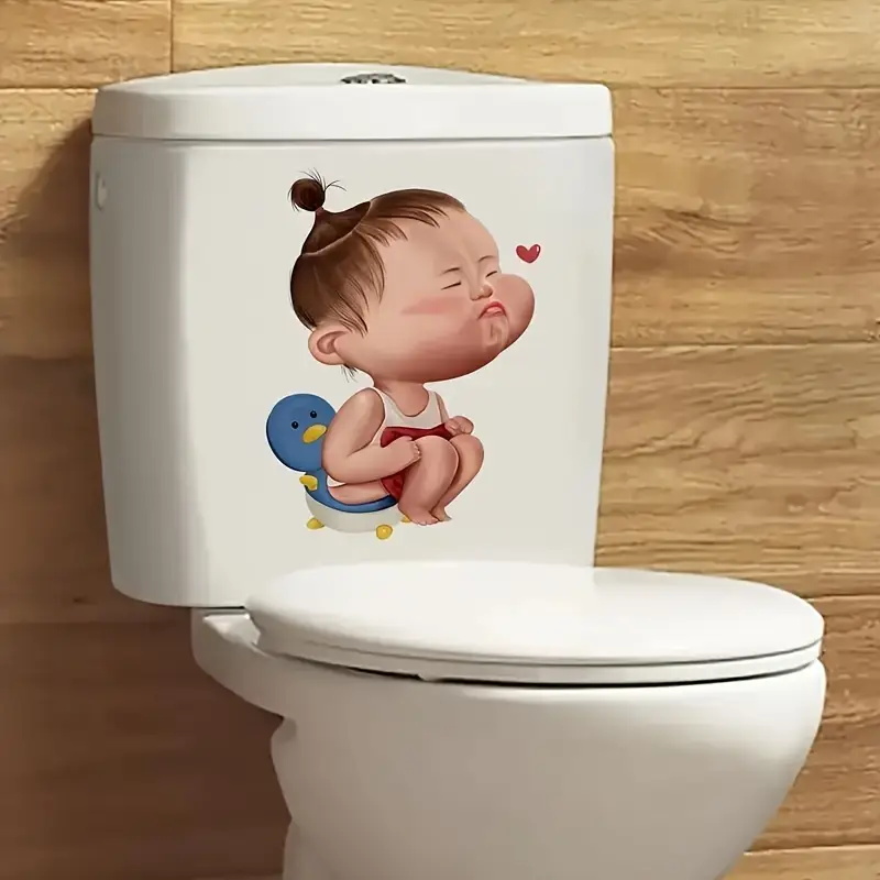 Home Bathroom Tiles - Cartoon Funny Child Toilet Stickers, Bright
