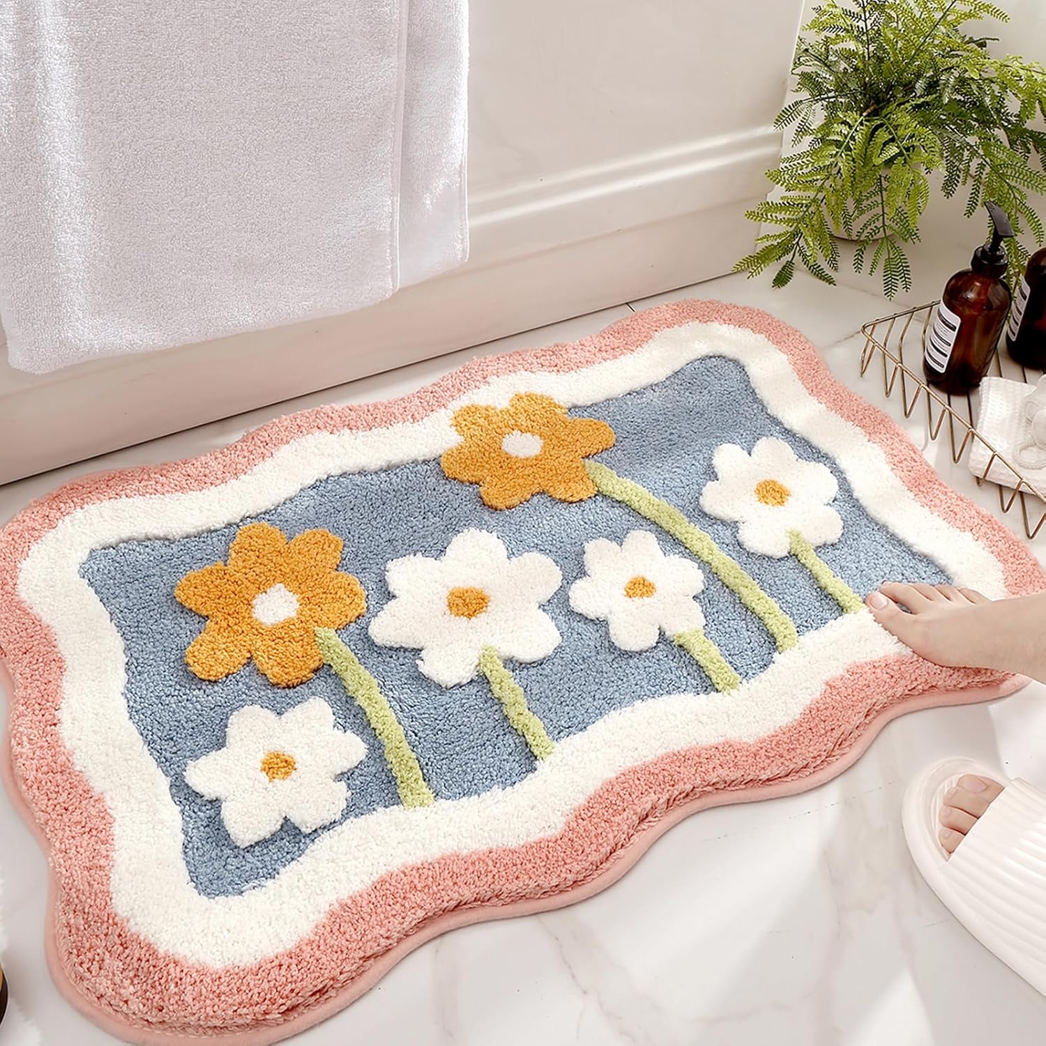 Zara Home Bathroom Mat - Bath Mat Non Slip Soft Faux