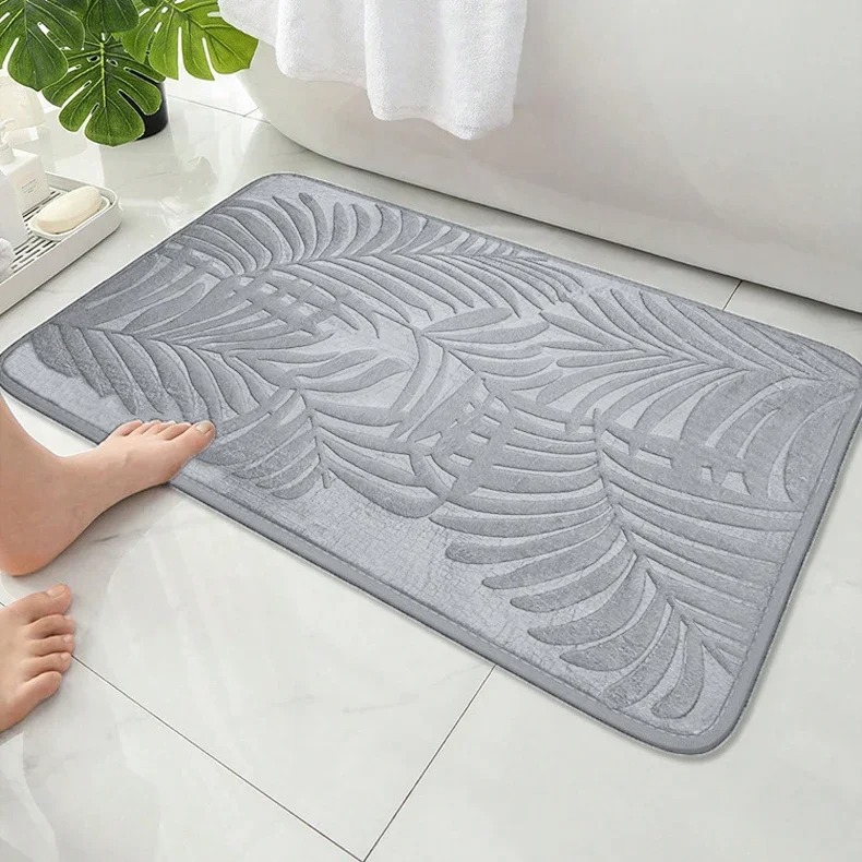 Zara Home Bathroom Mat - Embossed Palm Leaf Plant Print Non