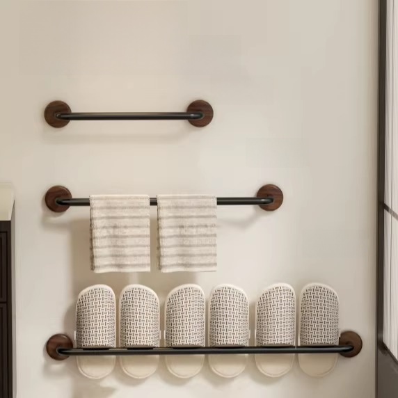 Home Essentials Bathroom Organizer - Bathroom Multi-Function Integrated Walnut Wooden Slipper