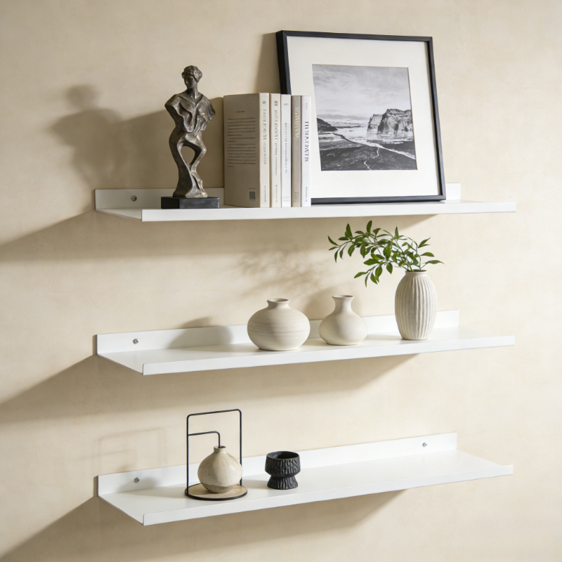 Bathroom Home Improvement - Metal Floating Shelves Wall Mounted Storage