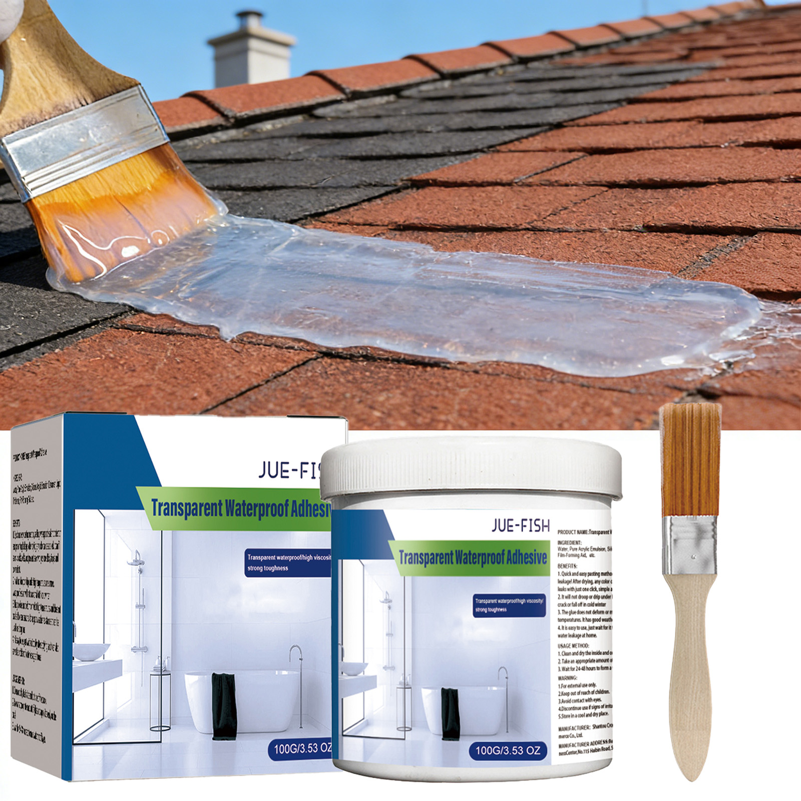 Home Bathroom Tiles - Transparent Waterproof Coating Glue 100g -