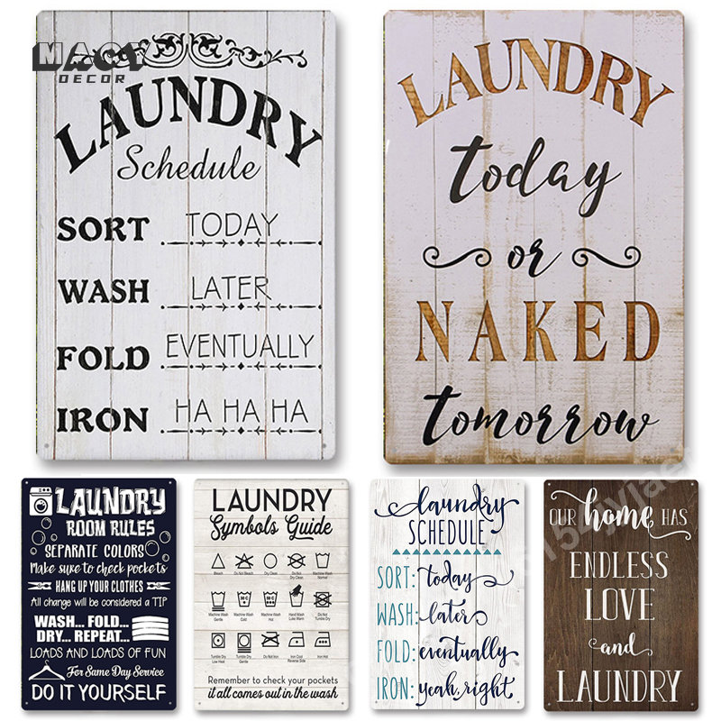 Slogan Metal Tin Sign Laundry  - Home Bathroom Wall Art avis et prix