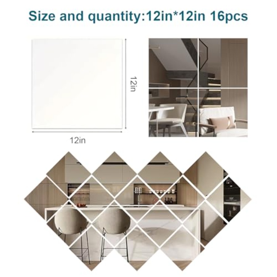 16 Pack Shatterproof Acrylic M - Home Bathroom Tiles avis et prix
