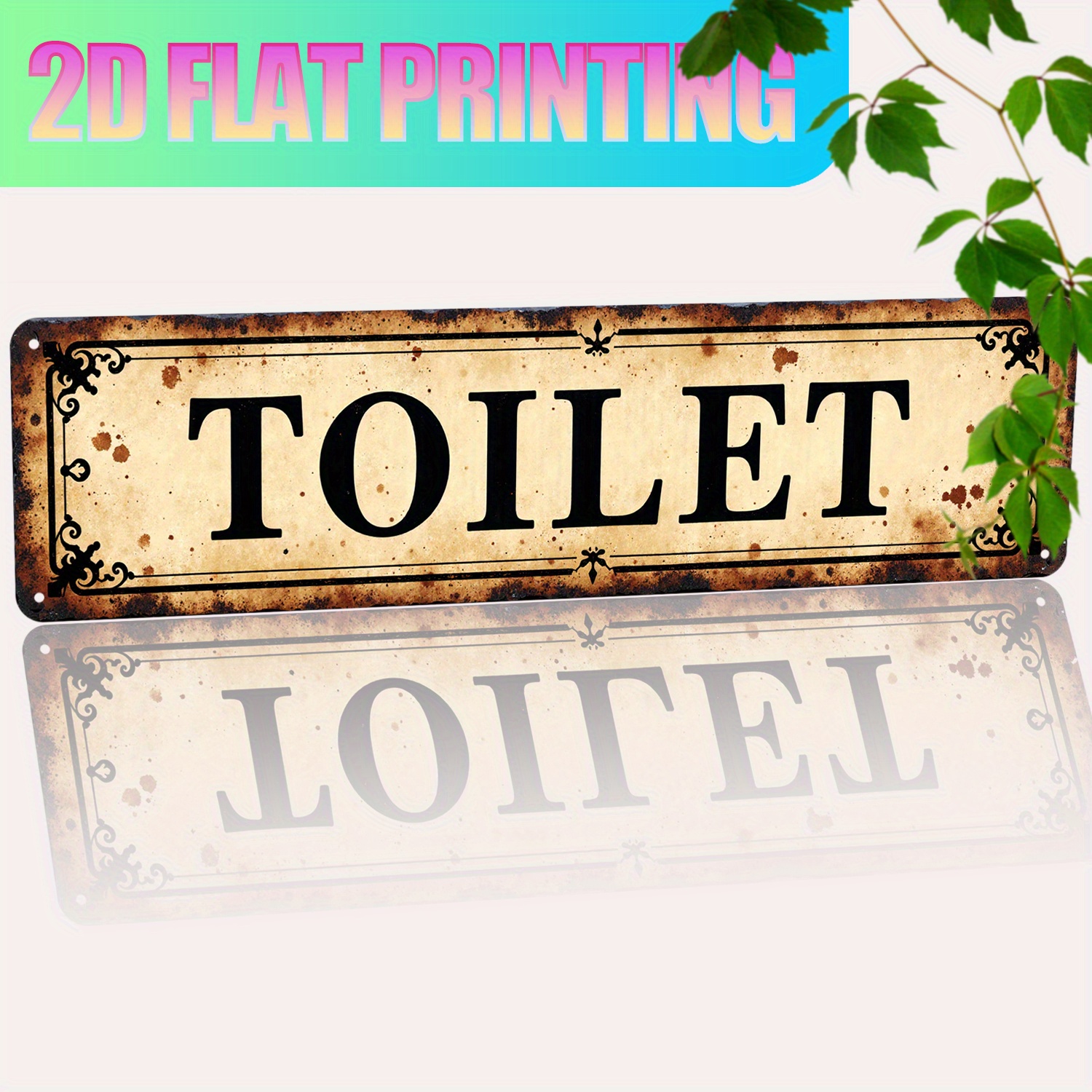 2D Flat, Vintage Aluminum Wall - Home Bathroom Wall Art avis et prix