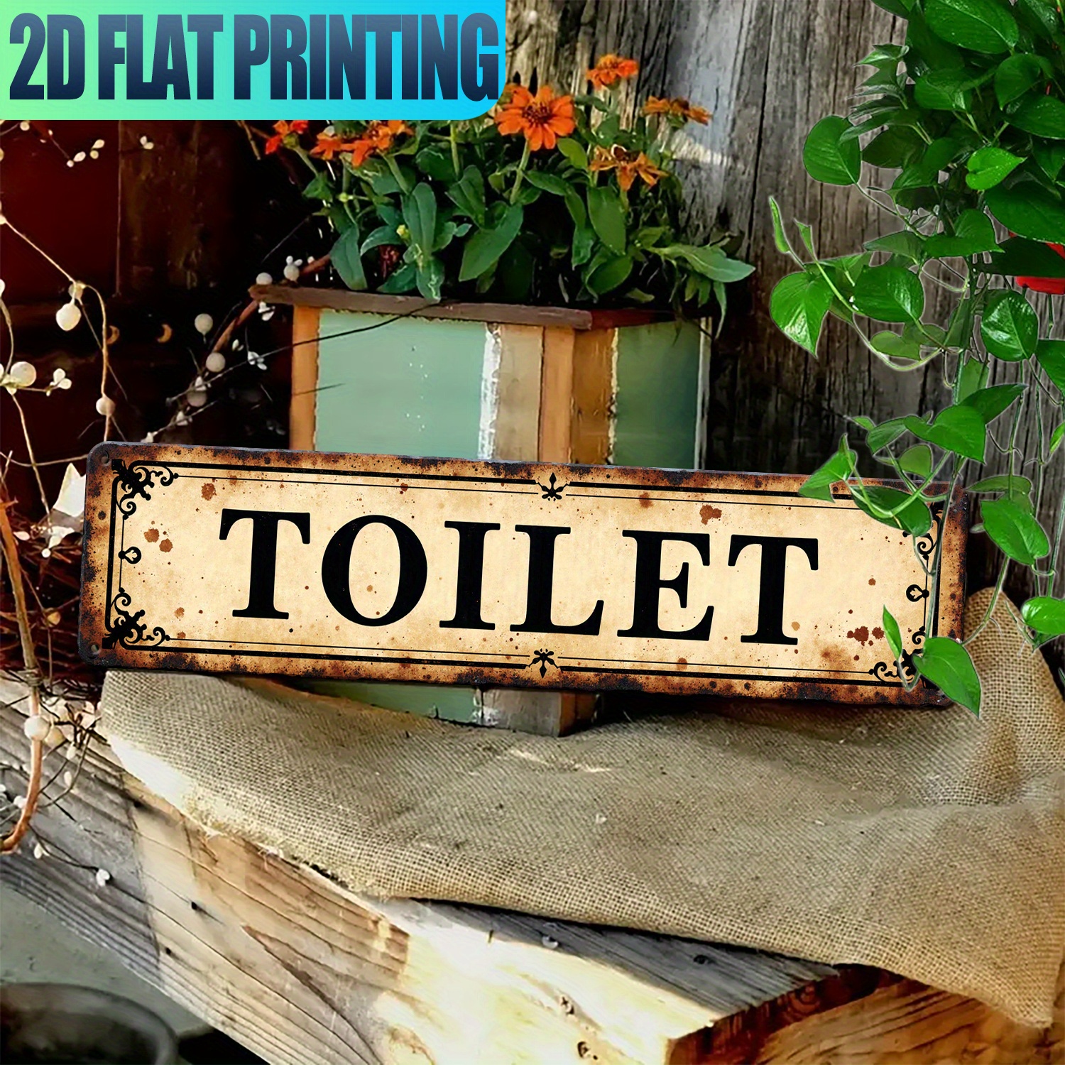 2D Flat, Vintage Aluminum Wall - Home Bathroom Wall Art avis et prix
