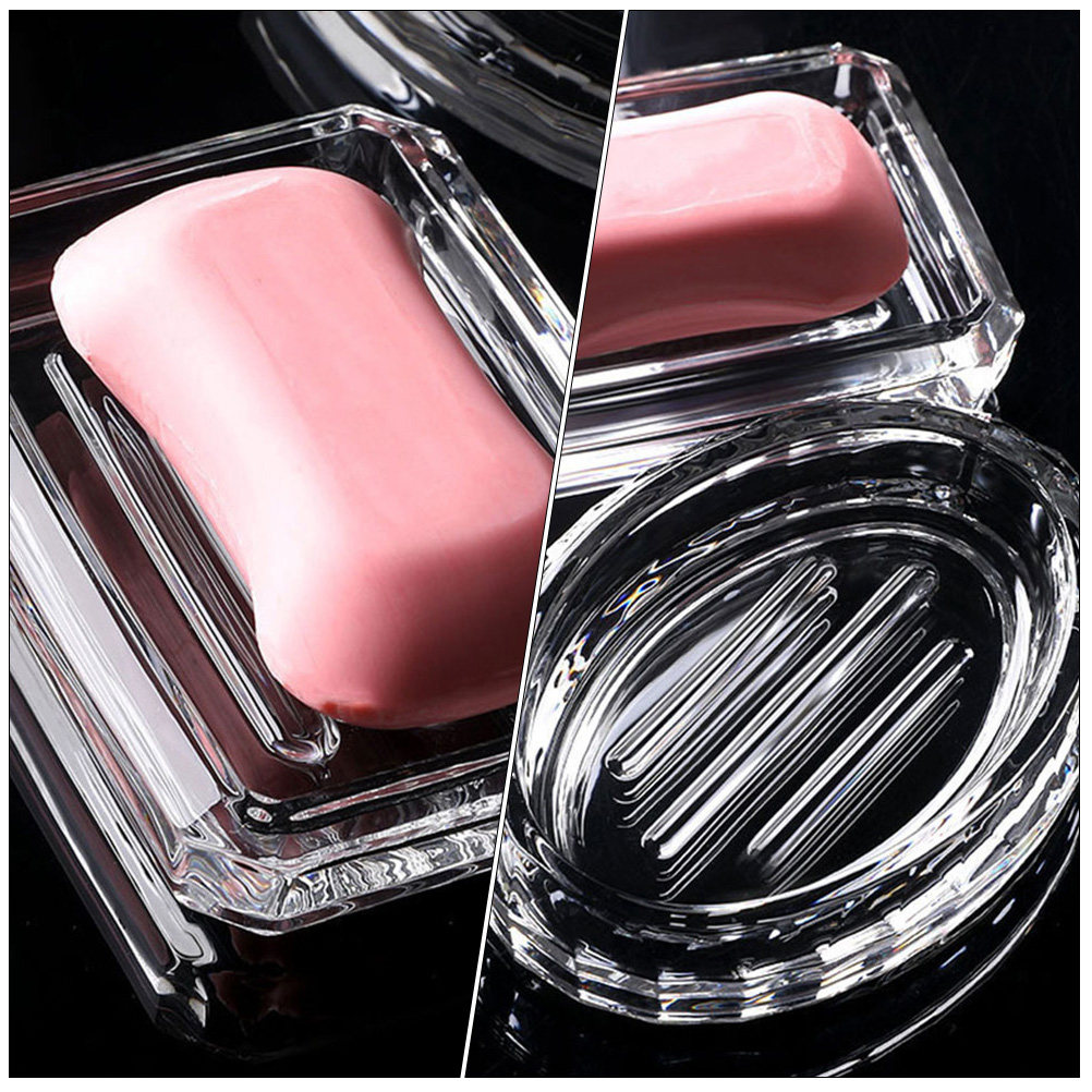 2Pcs Soap Box Transparent Glas - Home Bathroom Design Simple avis et prix