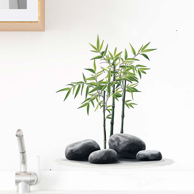 Ink Bamboo Wall Sticker Bathro - Home Bathroom Tiles avis et prix