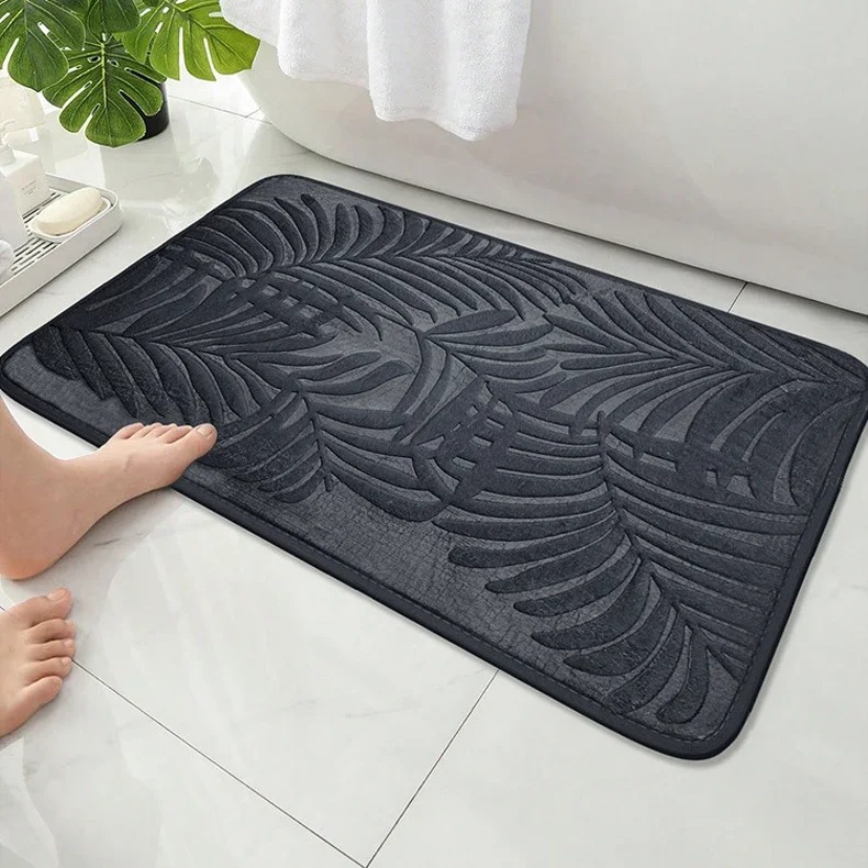 Embossed Palm Leaf Plant Print - Zara Home Bathroom Mat avis et prix