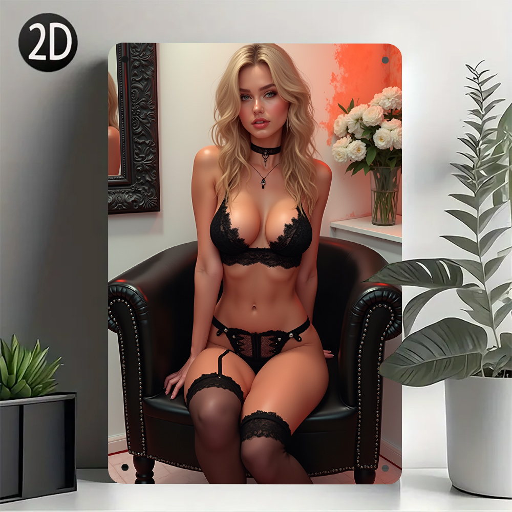 Vintage Sexy Lady Metal Tin Si - Home Bathroom Wall Art avis et prix