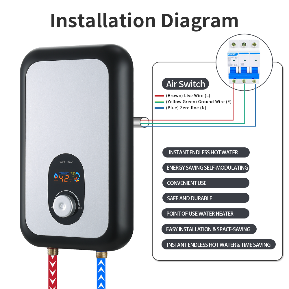 220V 5.5KW Smart Fast Heating  - Home Bathroom Geyser avis et prix