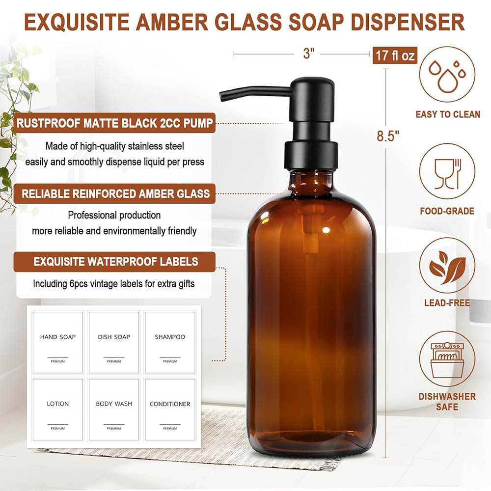 Amber Glass Soap Dispenser, 2  - Soap Dispenser Pump avis et prix