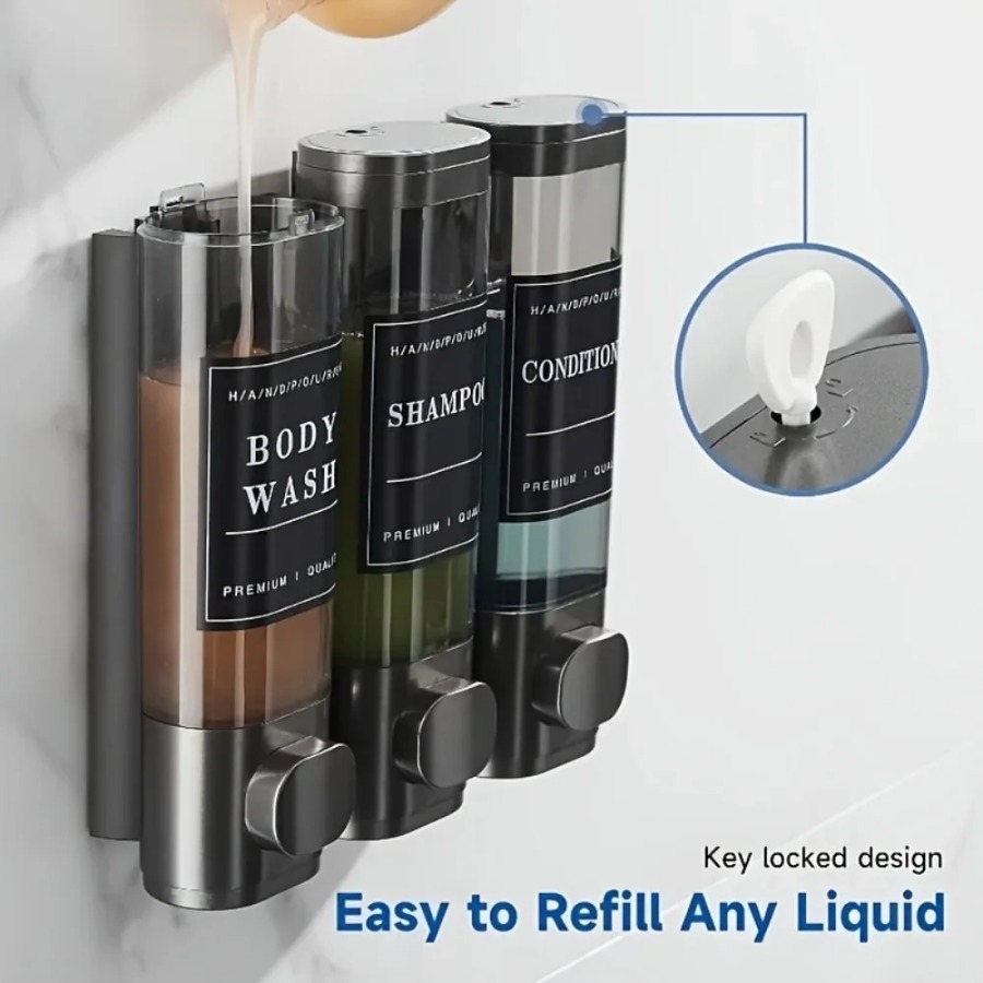 Wall Mounted Triple Shampoo Co - Home Bathroom Wall Soap Dispenser avis et prix