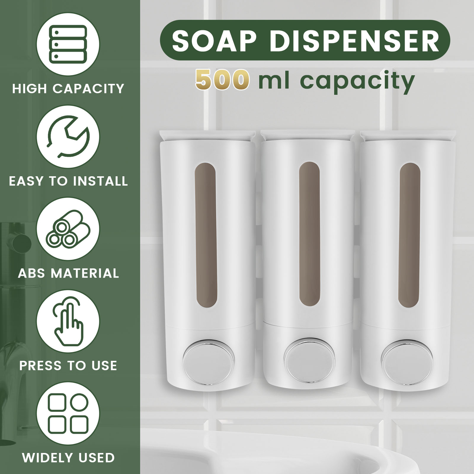 500ml Wall Mounted Bathroom Li - Home Bathroom Wall Soap Dispenser avis et prix